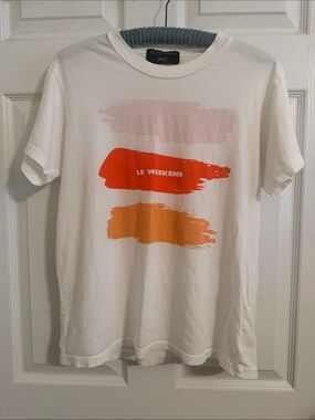 Monogram "Le Weekend" Brushstroke Graphic Tee Sz Large